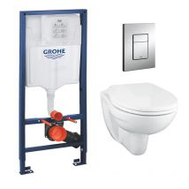 Grohe Pack Wc Rapid Sl + Cuvette Suspendue Sans Bride Porcher + Plaque Grohe Skate Cosmopolitan Chrome (rapidsl-porcherrimless) - Bricoman