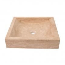 Vasque À Poser Rectangulaire Travertin Beige 45x40x10 Cm - Ro'ma Nature - Bricoman