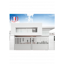 Portail Aluminium Battant Semi-ajouré En Kit Dimensions L.3500 (entre Piliers) X H.1300 Mm Couleurs Blanc (ral 9010) - Bricoman