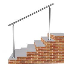 Garde-corps 150cm Argenté, 1 Main Courante, Sans Traverses, Inox 201, Intérieur Et Extérieur, Design Moderne - Kit Complet - Bricoman