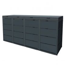 Cache Poubelle Extérieur Quadruple En Acier Galvanisé - Abri Poubelle Pour 4 Conteneurs 240 Litres - Anthracite Ral7016 - Bricoman