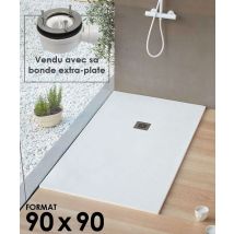 Receveur De Douche Extraplat, Résine, Blanc L.90 X L.90 Cm, Logic De Marque Sanycces + Bonde Extra-plate - Bricoman