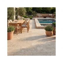Dallage Travertin Beige Mix 1er Choix 40.6x20.3x1.2 Cm - Bricoman