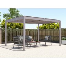 Pergola Bioclimatique Autoportante Électrique Taupe En Aluminium Avec Lames Orientables 12 M² - Amadora - Bricoman