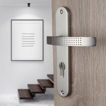 2 Poignées De Porte Audace Trou De Cylindre, Aluminium Nickel Mat Entraxe 195 Mm, Entrée Bureau Garage - Bricoman