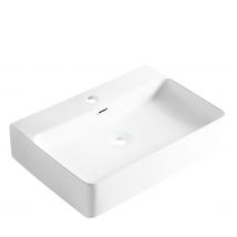 Balneo - Vasque À Poser En Céramique Neria Avec Trop-plein Rectangulaire Blanc - Lavabo De Salle De Bain Moderne - Bricoman