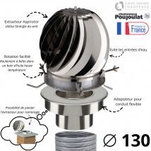 Extracteur Fumées Aspirotor + Adaptateur Tubage Ø130 Poujoulat - Bricoman