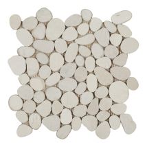 Lot De 11 Plaques De Galets Lisses - Blanc - 30x30 Cm (paquet 1m²) - Bricoman