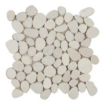 Lot De 11 Plaques De Galets Lisses - Blanc - 30x30 Cm (paquet 1m²) - Tecnomat