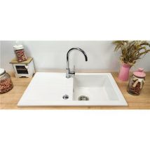 Evier Céramique Soft Blanc 1 Cuve + Egouttoir - Bricoman