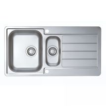 Evier À Encastrer Réversible Inox Satiné 18/10 Moderna Line 1 Bac 1 Égouttoir 98x50 Hauteur 16cm Livré Avec Son Vidage Automatique Complet - Bricoman
