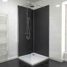 Pack De 2 Panneaux Muraux Aluminium Noir 90+90x210 Cm Avec Profilés Anodise Brillant - Wall'it - Bricoman