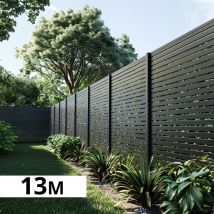 Kit Clôture Ajourée Aluminium Olinda Anthracite 12,85x1,8m - Lames Ajourées 21x45x1780 Mm - Brise Vue - Palissade - Bricoman