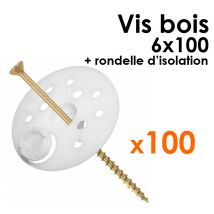 Pack 100 Rondelles D'Isolation D.60 Mm + Vis À Bois L. 100 Mm - Bricoman