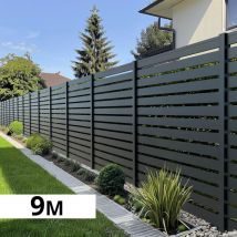 Kit Clôture Ajourée Aluminium Olinda Anthracite 9,20x1,8m - Lames Ajourées 21x100x1780 Mm - Brise Vue - Palissade - Bricoman