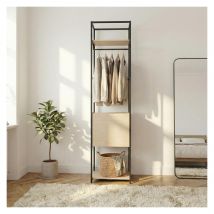Portant Vêtements En Bois Et Métal Noir 50x200cm - Rangement Fermé - Bricoman