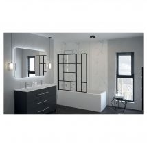 Ondee Zen - Pare Baignoire Fabrilia - 120x140x0,5cm - Verre Trempé - Finitions Noir Mat - Bricoman