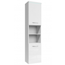 Armoire De Rangement Paso Hauteur 160 Cm Blanc Brillant - Meuble De Rangement Haut Placard Armoire Colonne - Bricoman