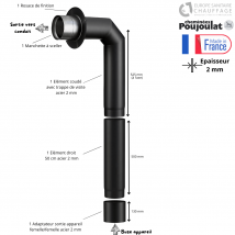 Kit Raccordement Poêle À Bois Acier 2 Mm + Longueur 50 + Adaptateur Poujoulat - Diamètre 150 Mm - Tecnomat
