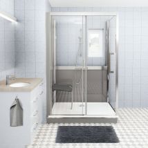 Cabine De Douche Version Mixte En Angle Longueur 156 Cm Largeur 77,7cm Blanc Verre Clair Déperlant - Tecnomat