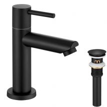 Robinet De Lavabo Eau Froide Robinet Salle De Bains Noir Robinet De Lavabo Avec Bonde Pop-up - Bricoman
