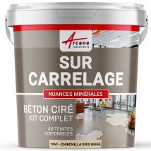 Beton Cire Carrelage Pour Sols Et Murs - Kit Beton Cire Sur Carrelage - 10 M² (en 2 Couches) Chinchilla Gris Beige - Arcane Industries - Bricoman