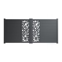 Portail Battant Aluminium Imola Gris 7016 - H160 X L400 Cm - Découpe Laser "prisme" - Vendu Sans Poteaux - Bricoman