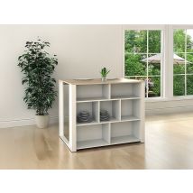 Ilot Central De Cuisine Avec 7 Niches - Blanc Et Naturel - Opole - Bricoman