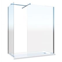 Parois De Douche De 8 Mm Type Walk-in Avec Barre De Soutien À T Réversible H.200 – 68-70 + 68-70 Cm - Bricoman