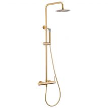 Valaz Barre De Douche Ronde Réglable Jusqu'à 120 Cm, Or Mat Avec Protection Pvd - Série Palancia - 30 Cm - Bricoman