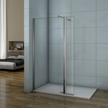 Aica Paroi De Douche Pivotante 50x200cm+40x200cm En 8mm Verre Anticalcaire Paroi Latérale Avec Une Barre De Fixation - Bricoman