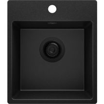 Evier Cuisine En Granit Tout Noir 38x44cm, Lavabo 1 Bac + Kit De Vidage, Évier À Encastrer Au Meuble 40cm - Riga Easy Primagran - Bricoman