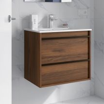 Meuble De Salle De Bain Dimensions 80 Cm Couleur Noyer Maya Miroir Sans Miroir Colonne De Rangement Sans Colonne - Bricoman