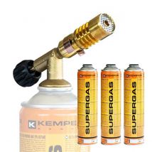 Chalumeau De Soudure À Gaz Flamme + 3 Cartouches De Gaz 330gr Kemper - Bricoman