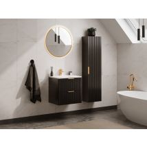 Colonne De Salle De Bain Suspendue Striée - Noir - H140 Cm - Zevara - Bricoman