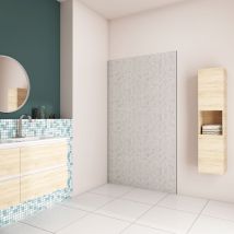 Aica Panneau Mural De Douche Béton Gris90x210cm Panneaux Muraux Salle De Bain Habillage Mural Aluminium - Bricoman
