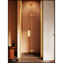 Porte De Douche Italienne Pliante - 90 X 195 - Droite - Or Brossé - New Soleo - Tecnomat
