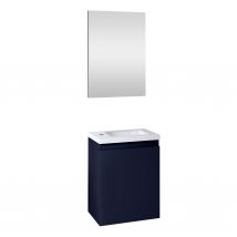 Ensemble Meuble Lave-mains Avec Miroir Porto Pack - Bleu Nuit -l40 X H51 X P25 Cm - Bricoman