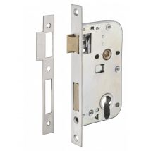 Thirard - Boitier De Serrure Encastrable À Cylindre Pour Porte D'Entrée, Axe 50mm, Têtière 200x22mm Laiton Inox Brossé - Thirard - Bricoman