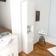 Meuble Colonne Eco 35 - Blanc - 30x35x182 Cm - Bois - Bricoman