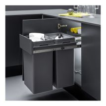 Poubelle Coulissante - Contenance : 56 L - Décor : Anthracite - Hauteur : 562 Mm - Largeur : 337 Mm -vibo - Tecnomat