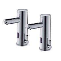 2pcs Mitigeur Lavabo Infrarouge Electronique Eau Froide Chaude Mitigeur Automatique Laiton Chrome Robinet Automatique De Lavabo Salle De Bain - 