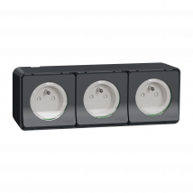 Triple Prise Schneider Mur36037 2p+t Étanche Grise Horizontale Mureva Styl - Bricoman