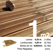 Kit Terrasse Pin Autoclave Marron Pour 1 M² • Lames 4,2 M, Lambourdes 4,2 M Et Visserie Inox - Bricoman