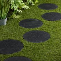 Pas Japonais Rond Ardoise Noire D.40x2-3 Cm (à L'Unité) - Ro'ma Nature - Bricoman