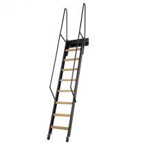 Echelle Rabattable Acier Noir - Hauteur Sol À Sol 2.65 À 2.80m - Largeur 40cm - Marches Bois - Sopalco/n275/mb - Bricoman