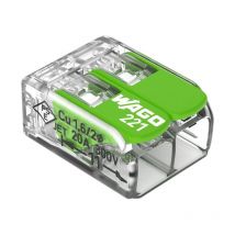 Borne Wago 221 Green 2x4mm² À Leviers Souple & Rigide - Boite De 100 - Wago - 221-422 - Bricoman