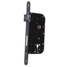 Serrure À Larder Pêne Demi Tour Et Pêne Dormant À Cylindre Axe 50 Mm - Têtière Bouts Ronds Noire - 4130 - Bricoman