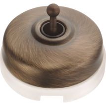Interrupteur Va-et-vient Fontini Dimbler, Porcelaine Blanche, Coque Bronze, 10 A 250 V, Garantie 10 Ans, Saillie, Visserie Incluse - Bricoman