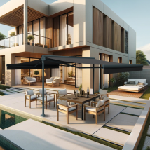 Store Banne Double-pente Dragoste 4.80m X 3.00m X 2 (manuel - Toile : Gris Foncé - Armature : Gris Anthracite) - Bricoman